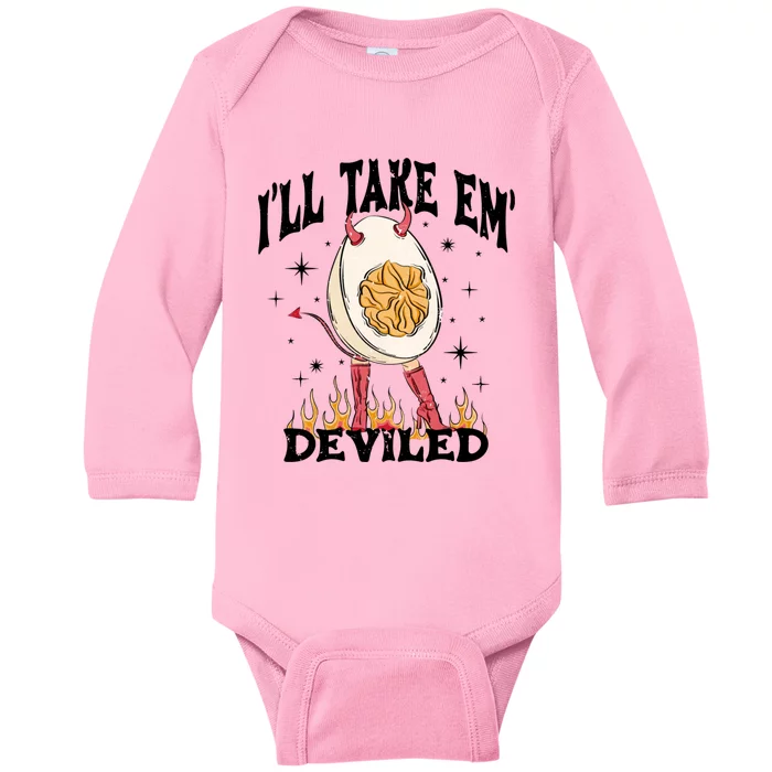 ILl Take Em Deviled Egg Funny Thanksgiving Baby Long Sleeve Bodysuit