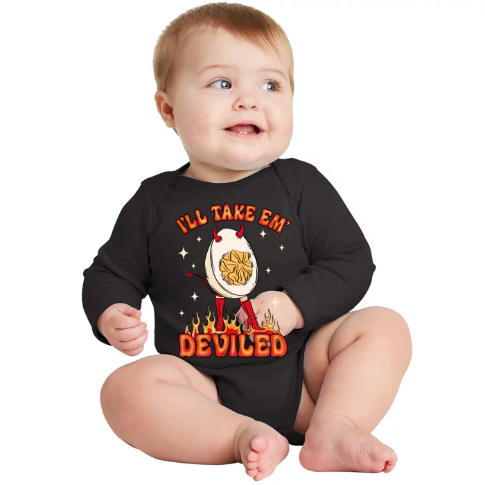 ILl Take Em Deviled Egg Funny Thanksgiving Baby Long Sleeve Bodysuit