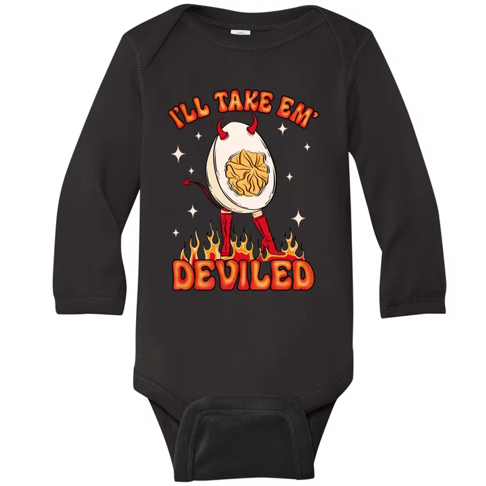 ILl Take Em Deviled Egg Funny Thanksgiving Baby Long Sleeve Bodysuit