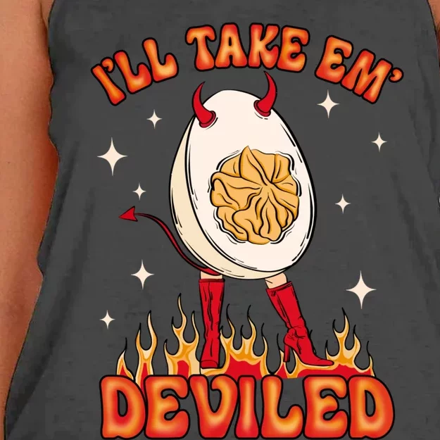 ILl Take Em Deviled Egg Funny Thanksgiving Women's Knotted Racerback Tank