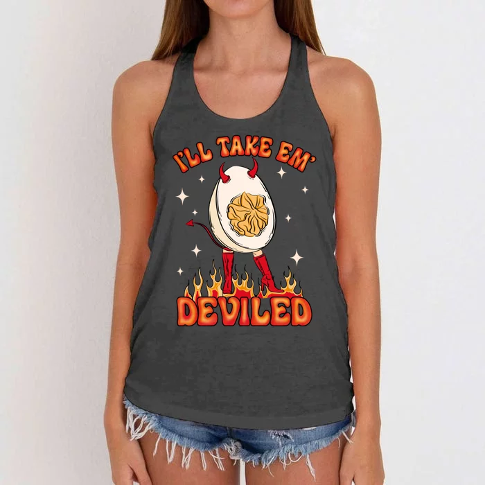 ILl Take Em Deviled Egg Funny Thanksgiving Women's Knotted Racerback Tank