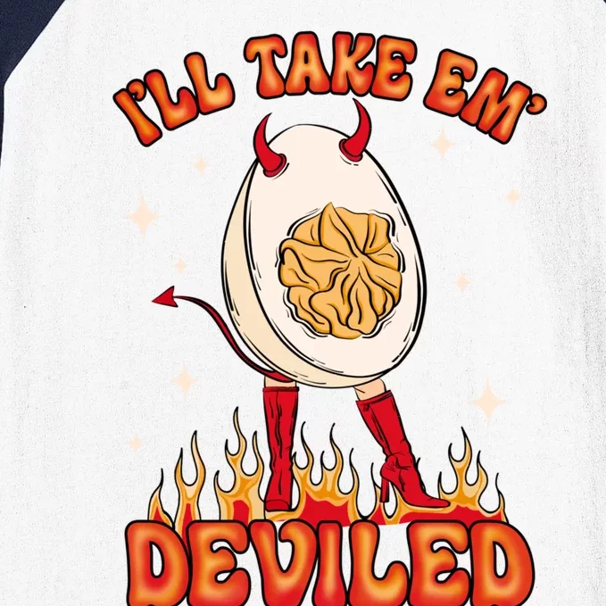 ILl Take Em Deviled Egg Funny Thanksgiving Baseball Sleeve Shirt