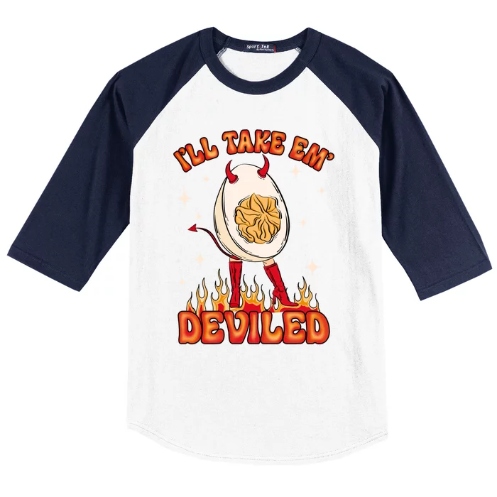 ILl Take Em Deviled Egg Funny Thanksgiving Baseball Sleeve Shirt