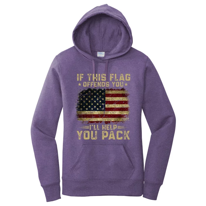 If This Flag Offends You ILl Help You Pack American Flag Women's Pullover Hoodie