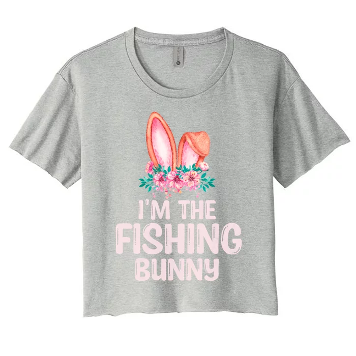 I'm The Fishing Bunny Matching Family Easter Party Gift Women's Crop Top Tee