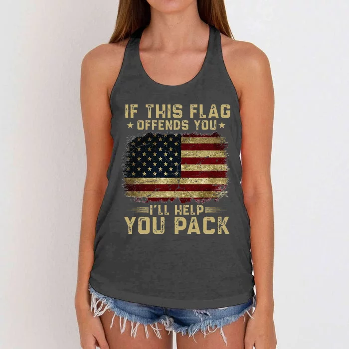 If This Flag Offends You Ill Help You Pack American Flag Women's Knotted Racerback Tank