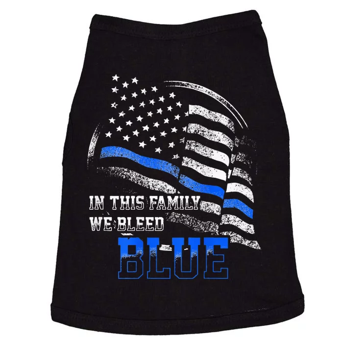 In This Family We Bleed Blue Police Blue Line Flag USA Doggie Tank