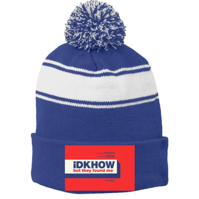 Idkhow – They Found Me Stripe Pom Pom Beanie