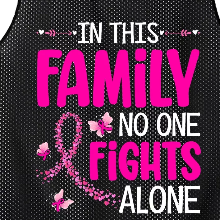 In This Family No One Fight Alone Breast Cancer Awareness Mesh Reversible Basketball Jersey Tank