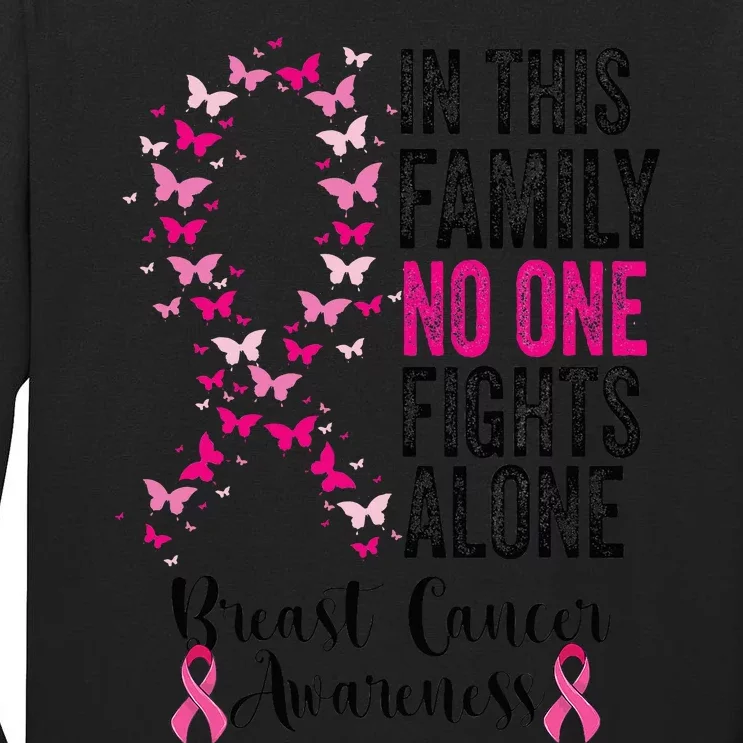 In This Family No One Fight Alone Breast Cancer Awareness Tall Long Sleeve T-Shirt