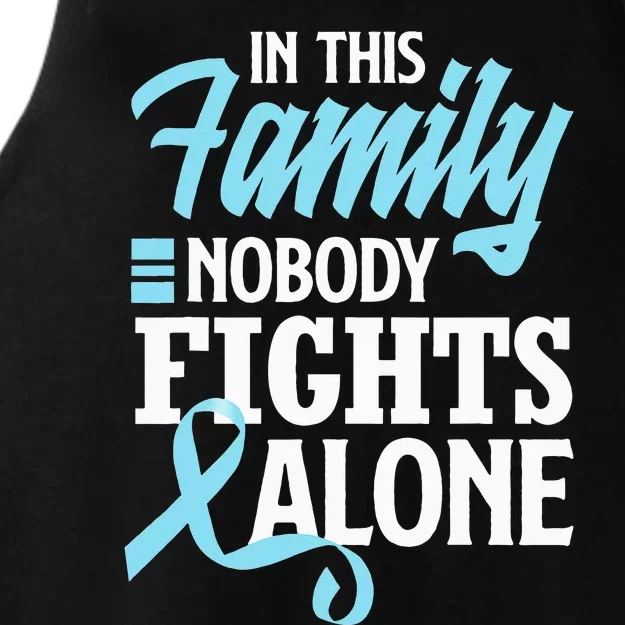 In This Family Nobody Fights Alone Prostate Cancer Awareness Ladies Tri-Blend Wicking Tank