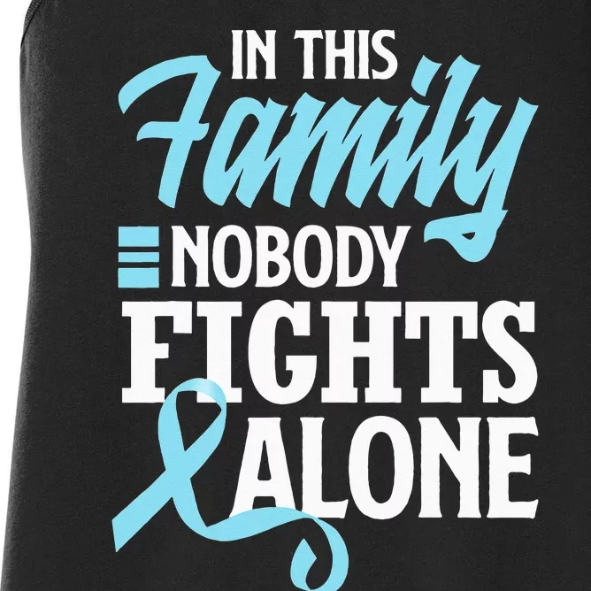 In This Family Nobody Fights Alone Prostate Cancer Awareness Women's Racerback Tank