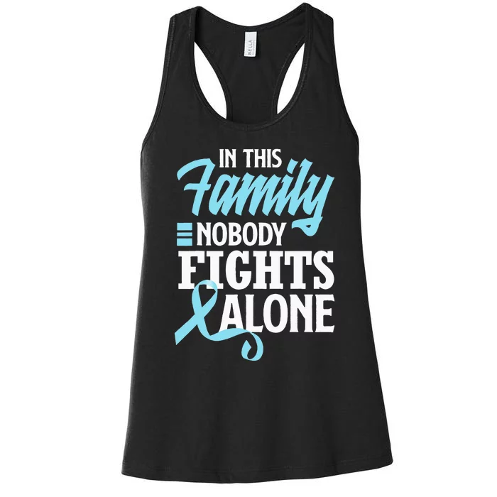 In This Family Nobody Fights Alone Prostate Cancer Awareness Women's Racerback Tank