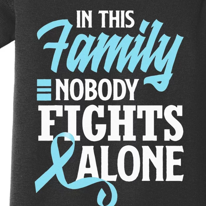 In This Family Nobody Fights Alone Prostate Cancer Awareness Baby Bodysuit