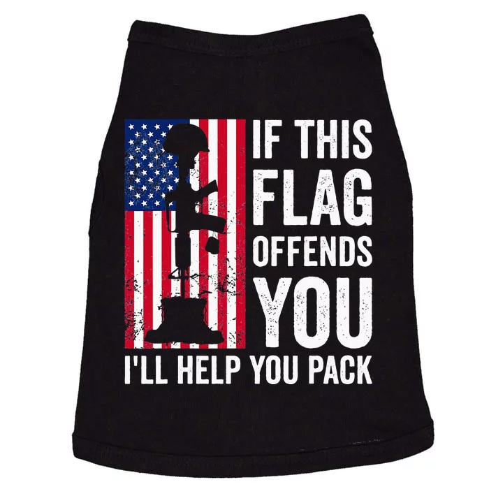 If This Flag Offends You I'll Help You Pack Veteran USA Flag Doggie Tank