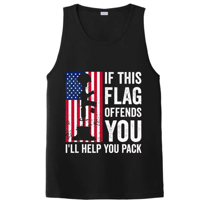 If This Flag Offends You I'll Help You Pack Veteran USA Flag Performance Tank