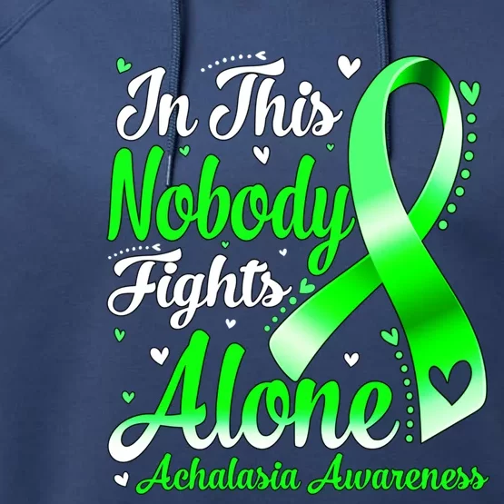 In This Family Nobody Fight Alone Achalasia Awareness Cute Gift Performance Fleece Hoodie