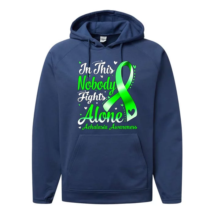 In This Family Nobody Fight Alone Achalasia Awareness Cute Gift Performance Fleece Hoodie