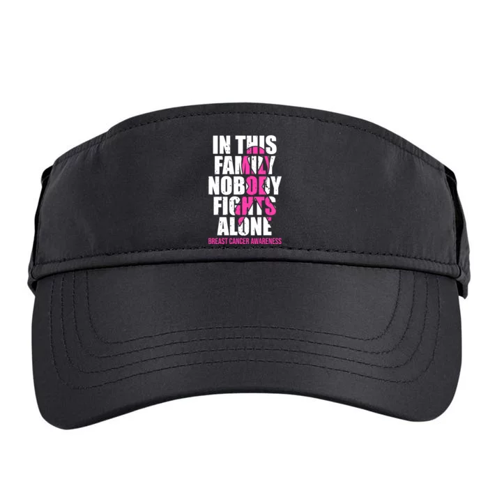 In This Family No One Fights Alone Breast Cancer Pink Ribbon Adult Drive Performance Visor