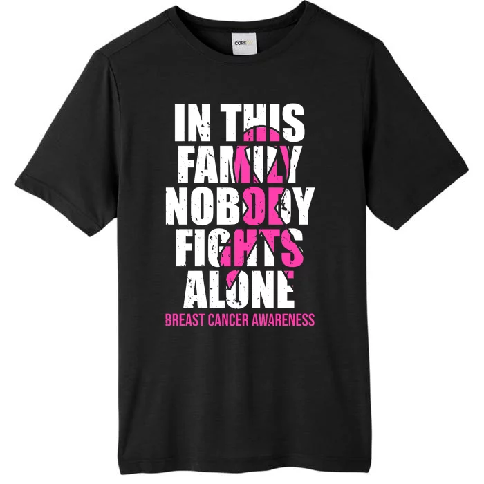 In This Family No One Fights Alone Breast Cancer Pink Ribbon ChromaSoft Performance T-Shirt