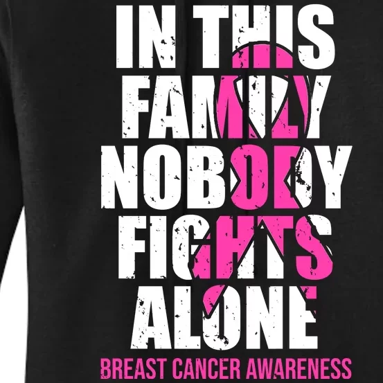 In This Family No One Fights Alone Breast Cancer Pink Ribbon Women's Pullover Hoodie