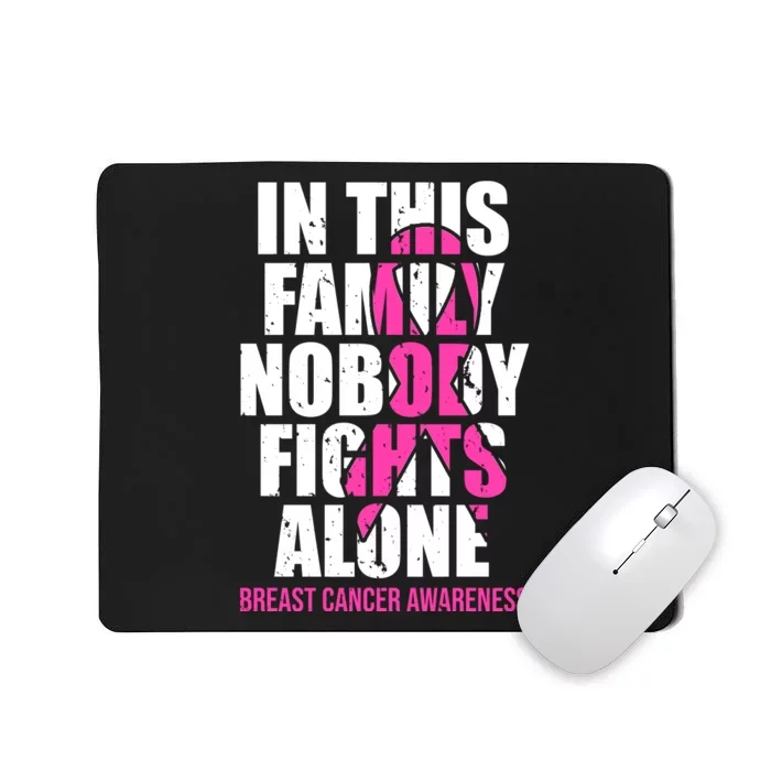 In This Family No One Fights Alone Breast Cancer Pink Ribbon Mousepad