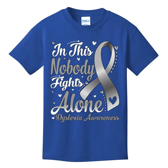 In This Family Nobody Fight Alone Dyslexia Awareness Gift Kids T-Shirt