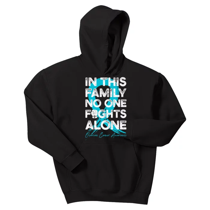 In This Family No One Fight Alone Ovarian Cancer Warrior Kids Hoodie