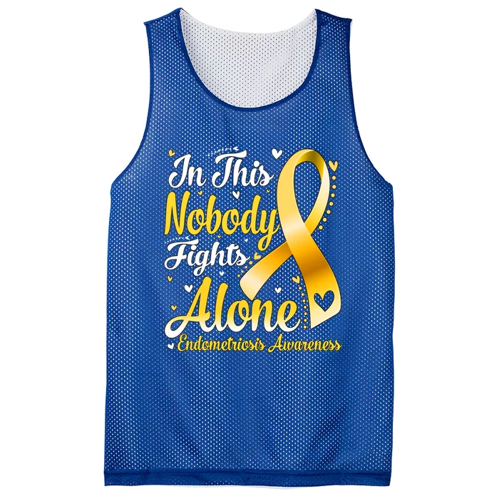 In This Family Nobody Fight Alone Endometriosis Awareness Great Gift Mesh Reversible Basketball Jersey Tank