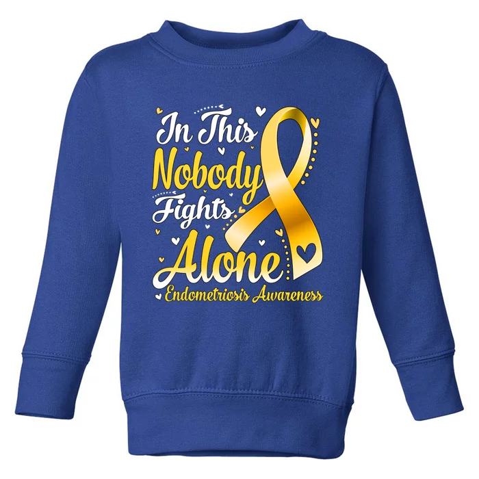 In This Family Nobody Fight Alone Endometriosis Awareness Great Gift Toddler Sweatshirt