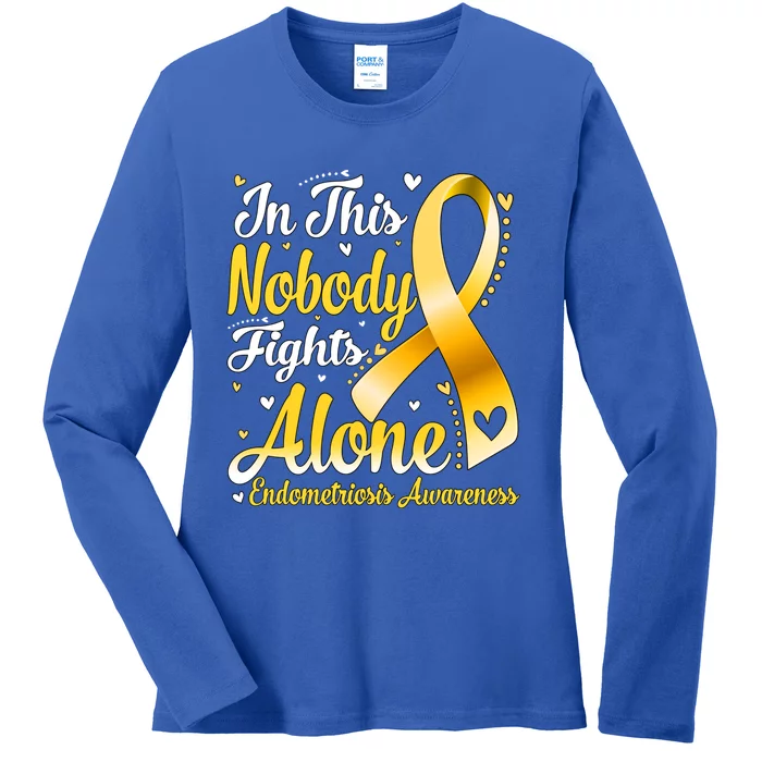 In This Family Nobody Fight Alone Endometriosis Awareness Great Gift Ladies Long Sleeve Shirt