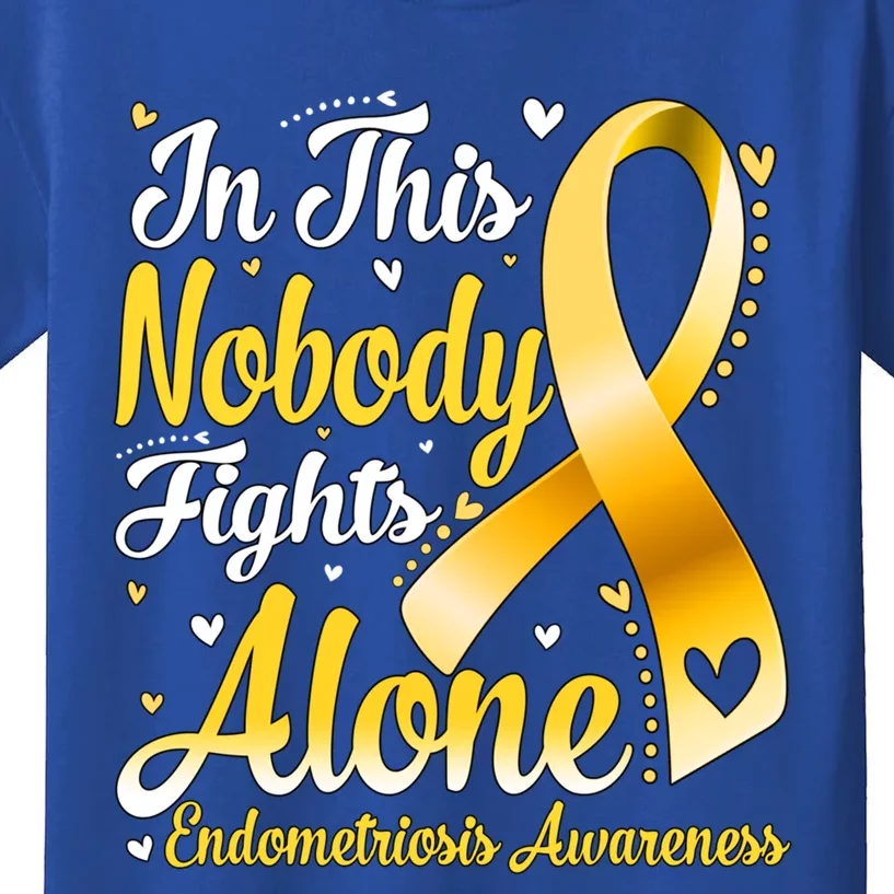 In This Family Nobody Fight Alone Endometriosis Awareness Great Gift Kids T-Shirt