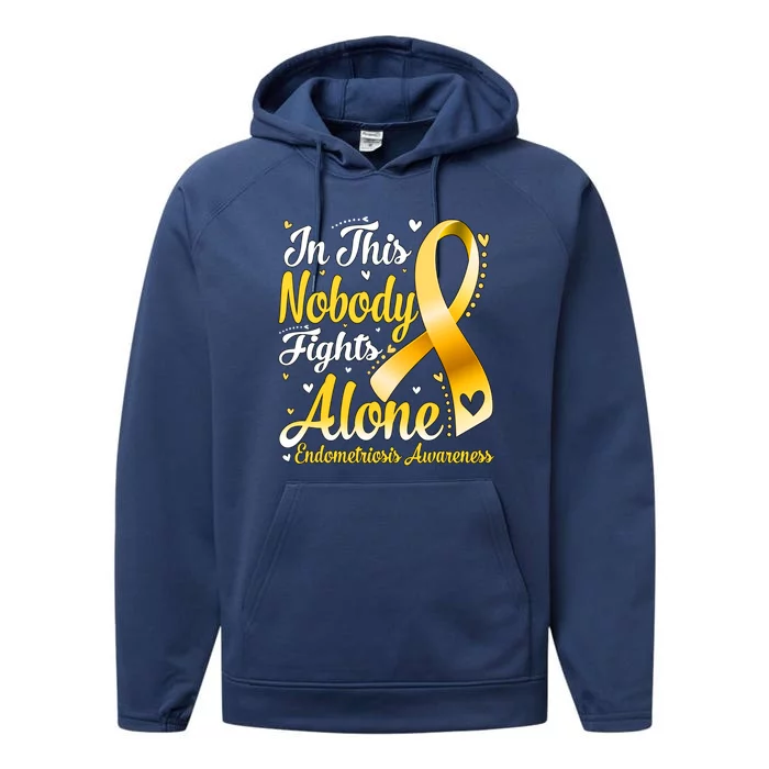 In This Family Nobody Fight Alone Endometriosis Awareness Great Gift Performance Fleece Hoodie