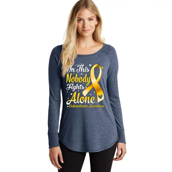 In This Family Nobody Fight Alone Endometriosis Awareness Great Gift Women's Perfect Tri Tunic Long Sleeve Shirt