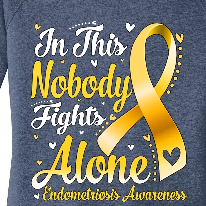 In This Family Nobody Fight Alone Endometriosis Awareness Great Gift Women's Perfect Tri Tunic Long Sleeve Shirt