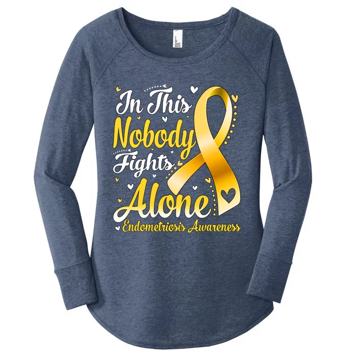 In This Family Nobody Fight Alone Endometriosis Awareness Great Gift Women's Perfect Tri Tunic Long Sleeve Shirt