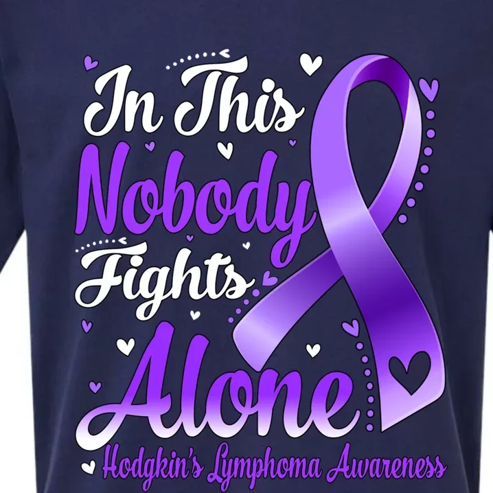 In This Family Nobody Fight Alone Hodgkins Lymphoma Great Gift Sueded Cloud Jersey T-Shirt