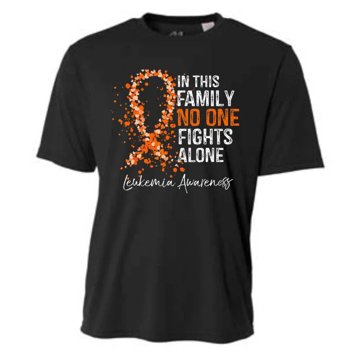 In This Family No One Fights Alone Leukemia Awareness Cooling Performance Crew T-Shirt