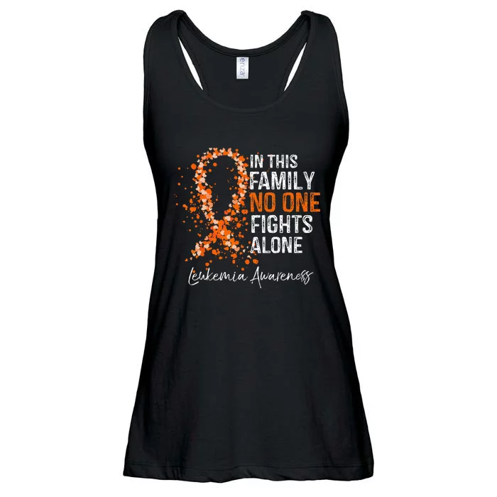 In This Family No One Fights Alone Leukemia Awareness Ladies Essential Flowy Tank