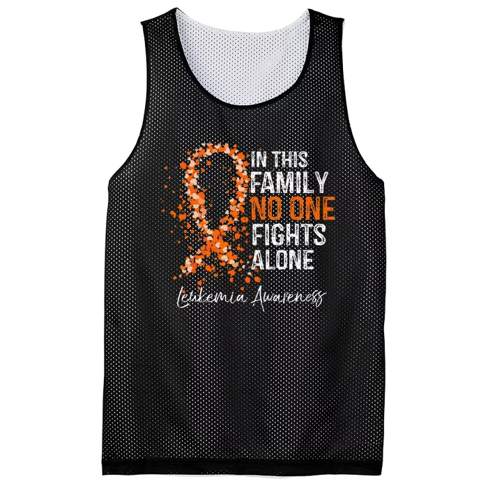 In This Family No One Fights Alone Leukemia Awareness Mesh Reversible Basketball Jersey Tank