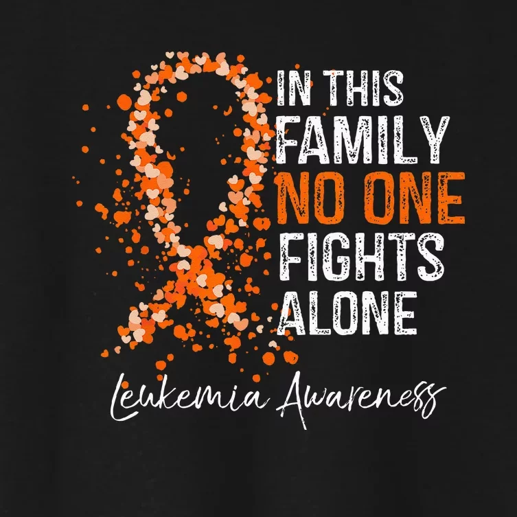 In This Family No One Fights Alone Leukemia Awareness Women's Crop Top Tee