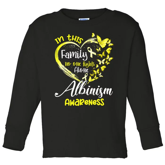 In This Family No One Fight Alone Albinism Awareness Heart Toddler Long Sleeve Shirt