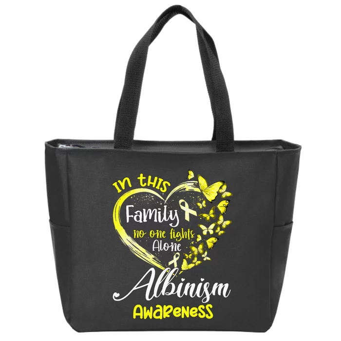 In This Family No One Fight Alone Albinism Awareness Heart Zip Tote Bag