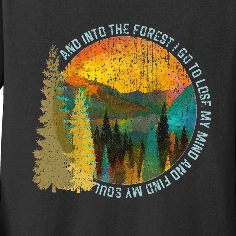 Into The Forest I Go Hiking Nature Lover Camping Gift Kids Long Sleeve Shirt