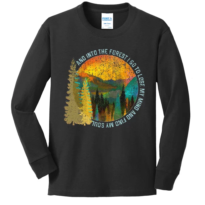 Into The Forest I Go Hiking Nature Lover Camping Gift Kids Long Sleeve Shirt