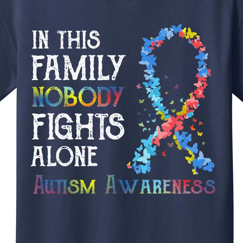 In This Family Nobody Fights Alone Autism Kids T-Shirt