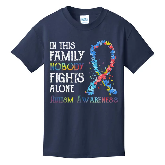 In This Family Nobody Fights Alone Autism Kids T-Shirt