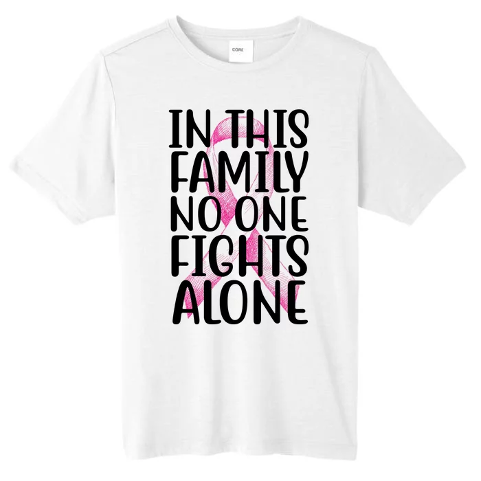 In This Family No One Fights Alone Breast Cancer Ribbon ChromaSoft Performance T-Shirt