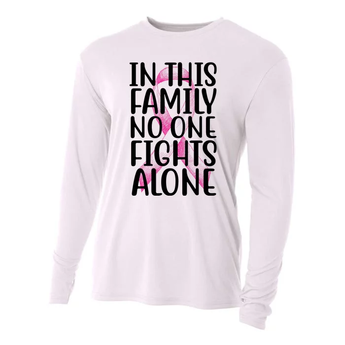 In This Family No One Fights Alone Breast Cancer Ribbon Cooling Performance Long Sleeve Crew