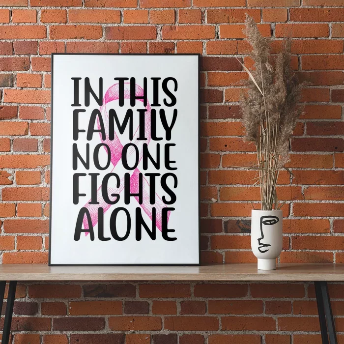 In This Family No One Fights Alone Breast Cancer Ribbon Poster